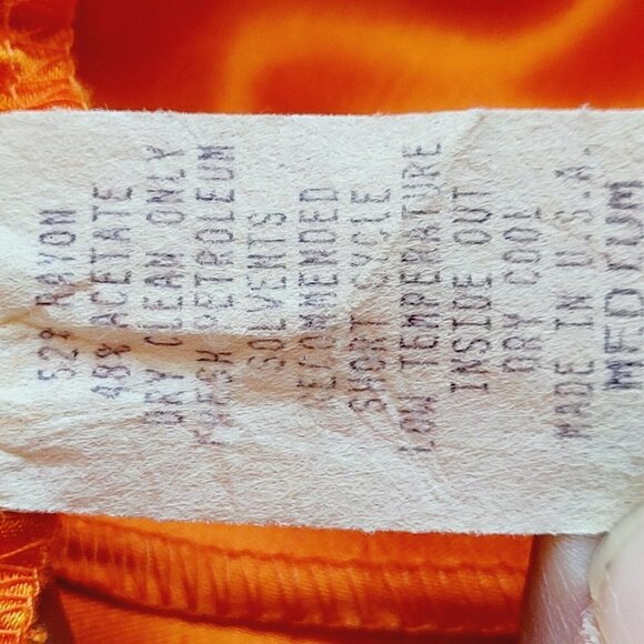 Vtg Retro Loud Orange Coordinating Casual 2 Piece Suit Set Rhinestones M/L READ - Picture 7 of 12